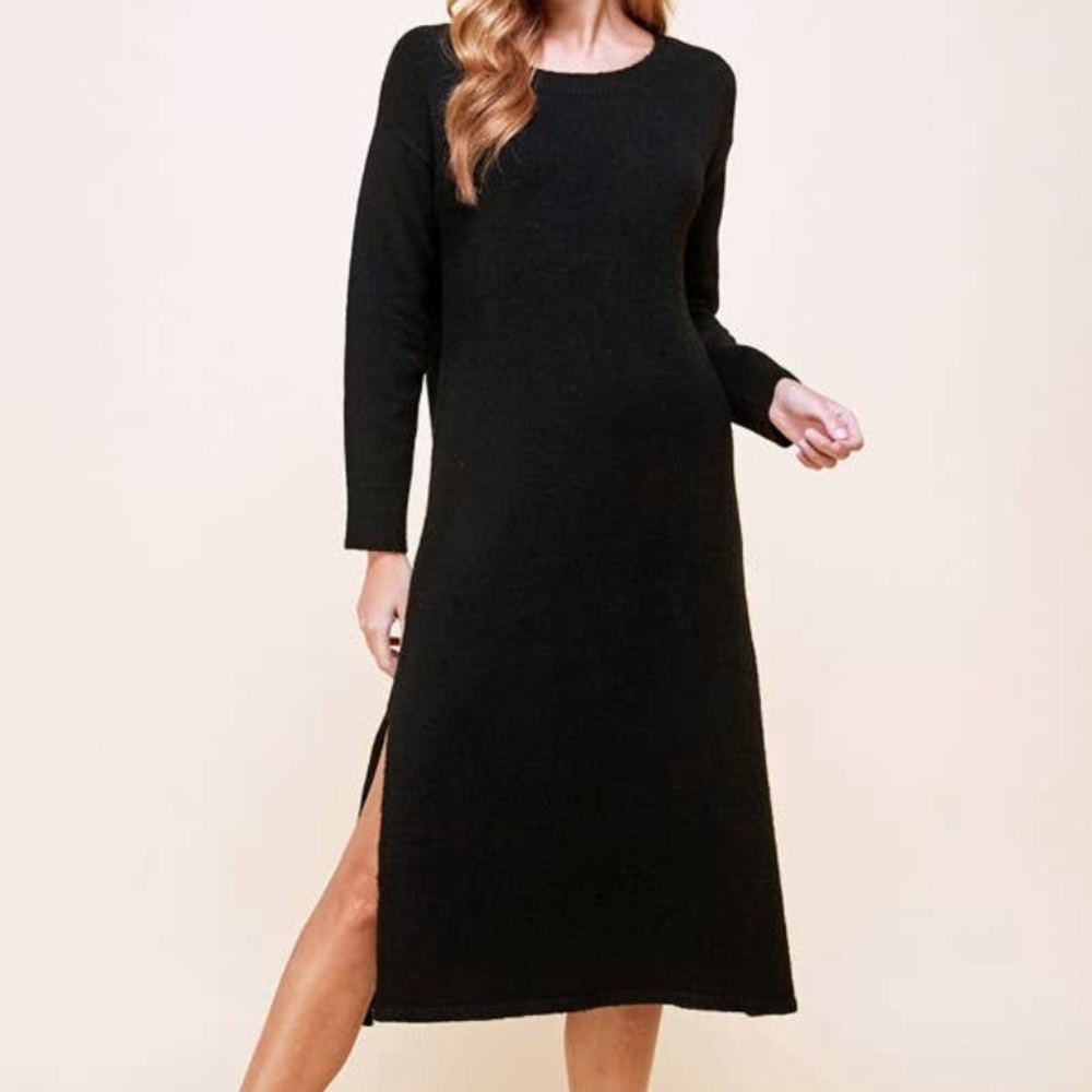 Slit Side Midi Sweater Dress